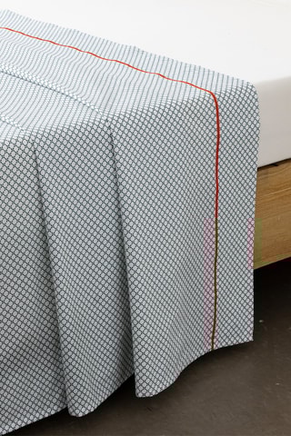 Drap-plat en percale de coton 80 fils/cm² Granada - Blanc et bleu