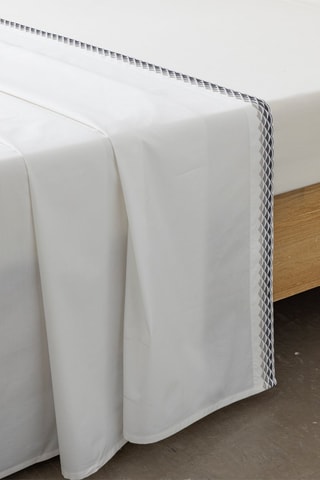 Drap plat en percale de coton 80 fils/cm² Alcott - Blanc et gris