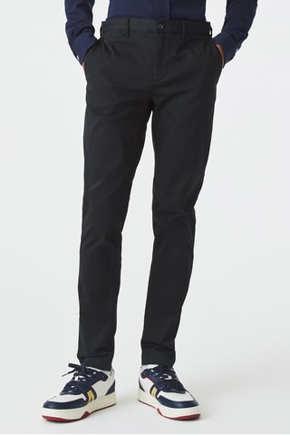 Calças chino slim em algodão biológico - Preto