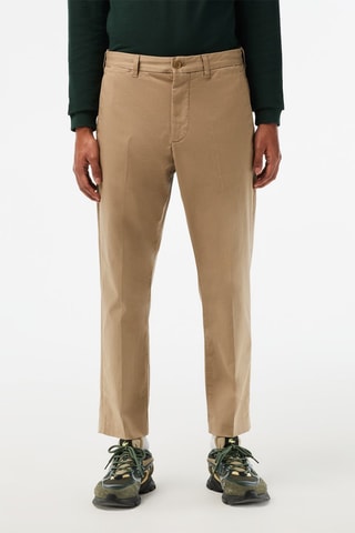 Calças chino tapered em algodão biológico - Bege