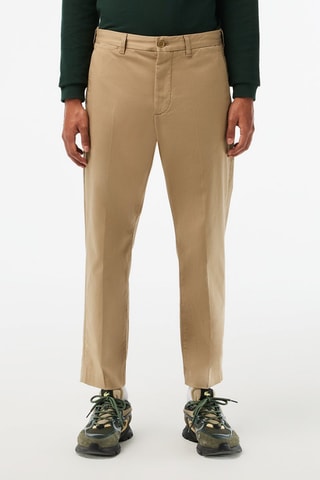 Calças chino tapered em algodão biológico - Bege