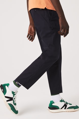 Calças chino tapered em algodão biológico - Azul-noite