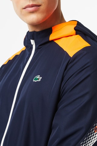 Casaco com capuz regular fit Lacoste Tennis - Azul-marinho e laranja