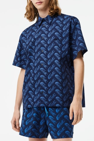 Camisa relaxed fit - Azul-marinho e azul-celeste