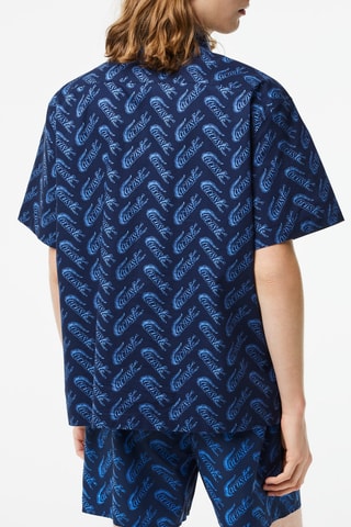 Camisa relaxed fit - Azul-marinho e azul-celeste
