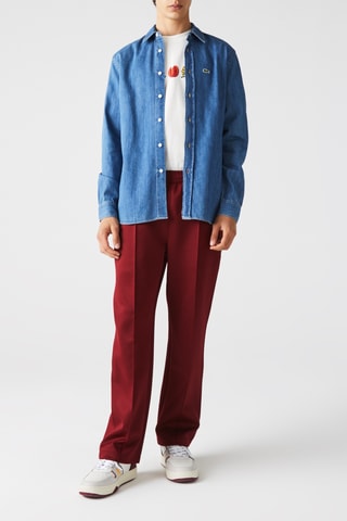 Camisa regular em ganga e algodão biológico - Azul-marinho