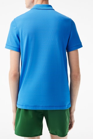 Polo regular fit em algodão biológico - Azul-celeste