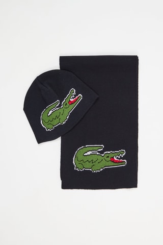 Gorro e écharpe em lã - Preto