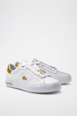 Sapatilhas em couro - Branco e dourado