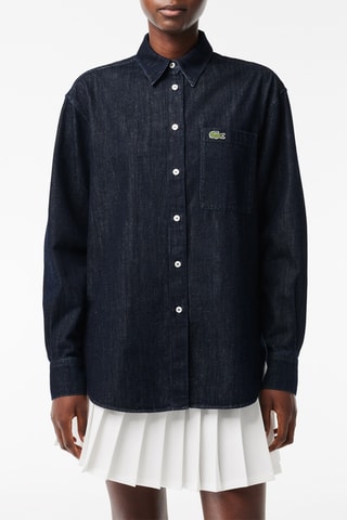 Sobrecamisa de ganga e algodão biológico - Azul-marinho