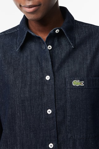 Sobrecamisa de ganga e algodão biológico - Azul-marinho