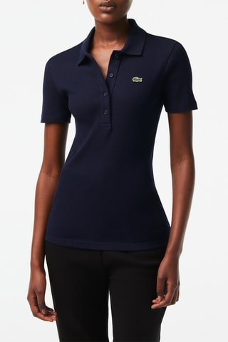 Polo slim em algodão biológico - Azul-marinho