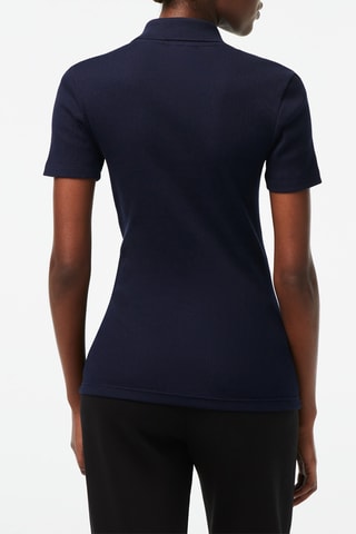 Polo slim em algodão biológico - Azul-marinho