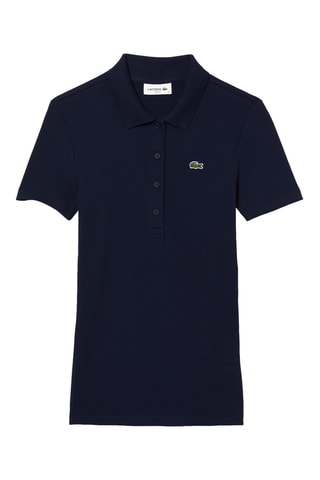 Polo slim em algodão biológico - Azul-marinho