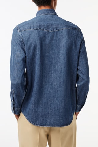 Camisa regular de ganga - Azul-marinho