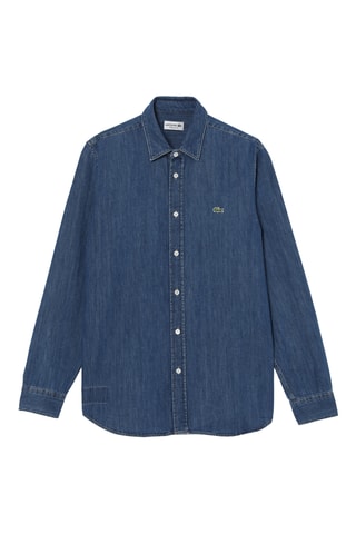 Camisa regular de ganga - Azul-marinho
