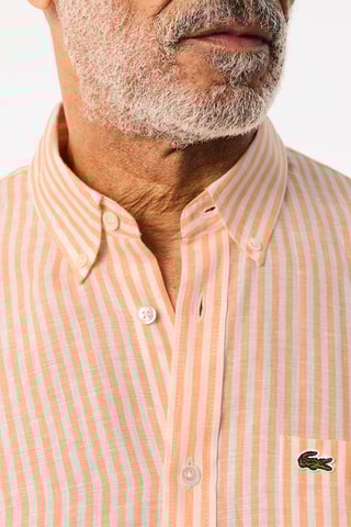 Camisa regular em linho - Pêssego