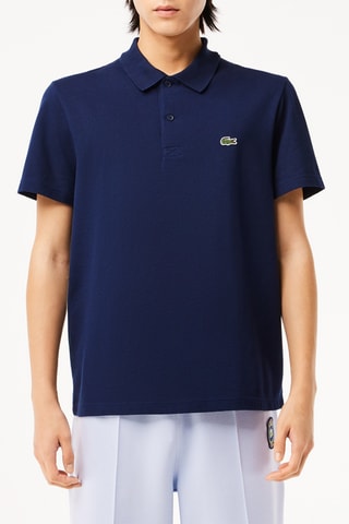 Polo regular em algodão biológico - Azul-marinho