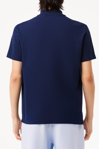 Polo regular em algodão biológico - Azul-marinho