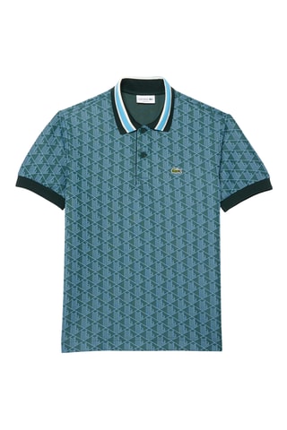 Polo em algodão biológico - Verde-escuro e azul-celeste