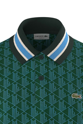 Polo em algodão biológico - Verde-escuro e azul-celeste