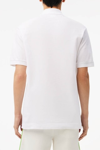 Polo em algodão biológico - Branco e azul-celeste