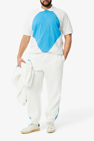 Polo em algodão biológico - Branco e azul-celeste