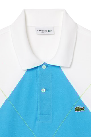 Polo em algodão biológico - Branco e azul-celeste