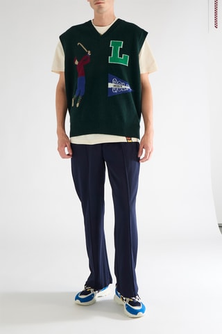 Camisola sem mangas em lã - Verde-escuro