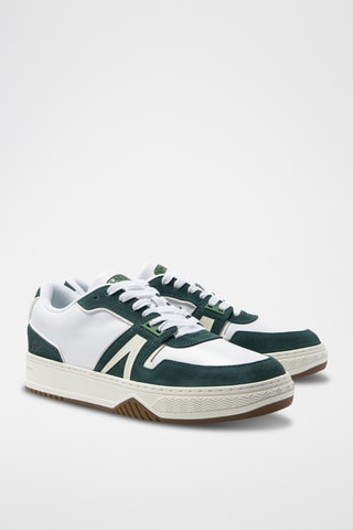 Sapatilhas de couro L001 - Branco e verde-escuro