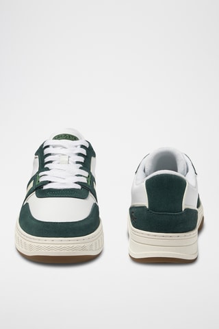 Sapatilhas de couro L001 - Branco e verde-escuro