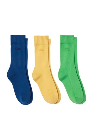3 pares de meias em algodão biológico - Amarelo e verde-claro