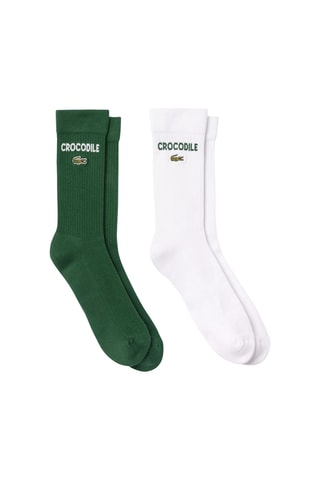 2 pares de meias em algodão biológico - Branco e verde-escuro