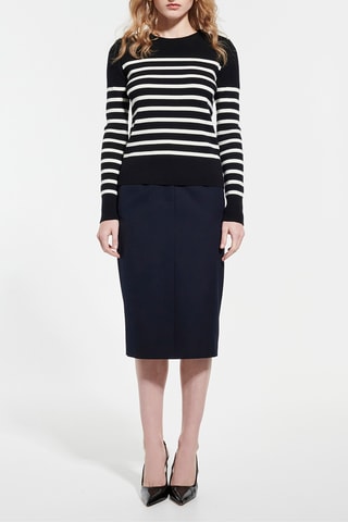 Jupe midi en laine - Noir