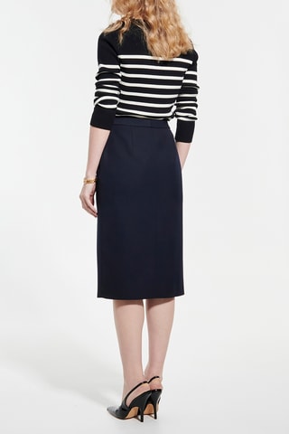 Jupe midi en laine - Noir