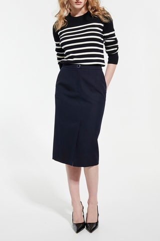 Jupe midi en laine - Noir