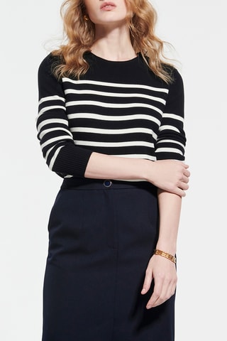 Jupe midi en laine - Noir