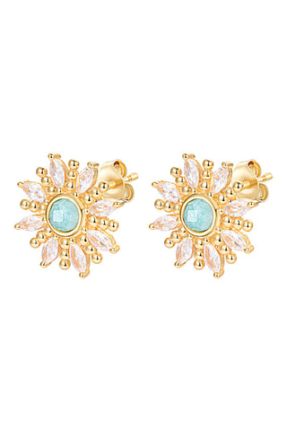 Boucles d'oreilles - Argent plaqué or jaune et amazonites