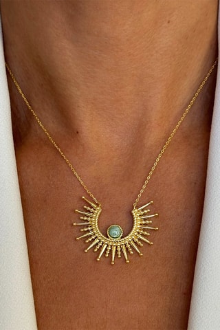 Collier - Argent plaqué or jaune et amazonite 