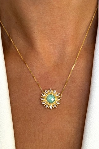 Collier - Argent plaqué or jaune et amazonite 