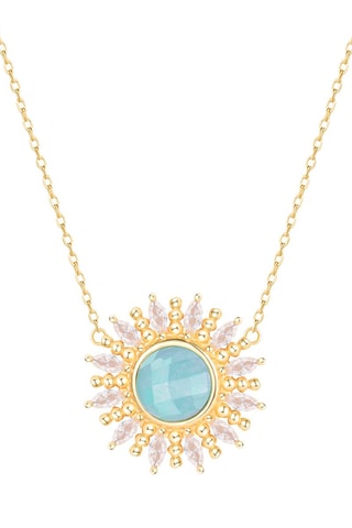 Collier - Argent plaqué or jaune et amazonite 