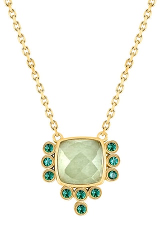 Collier - Argent plaqué or jaune et quartz vert