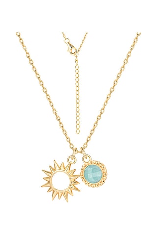 Collier - Argent plaqué or jaune et amazonite