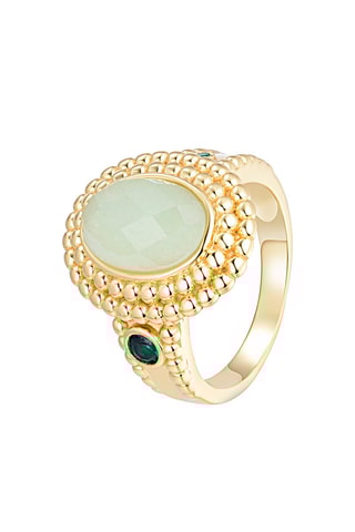 Bague - Argent plaqué or jaune et quartz