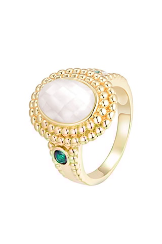 Bague - Argent plaqué or jaune, nacre et labradorite