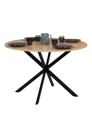 Mesa de jantar Soline - Imitação de madeira e preto