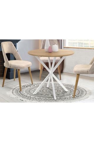 Mesa Soline - Imitação de madeira e branco
