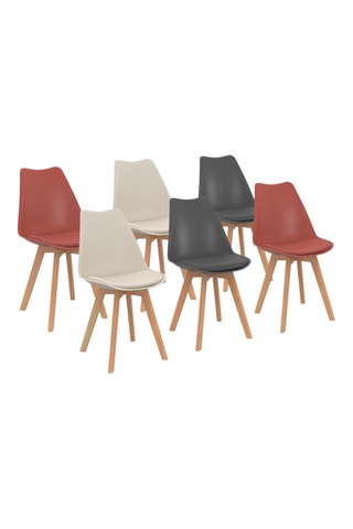 6 cadeiras Nordia - Bege, terracotta e cinzento-escuro