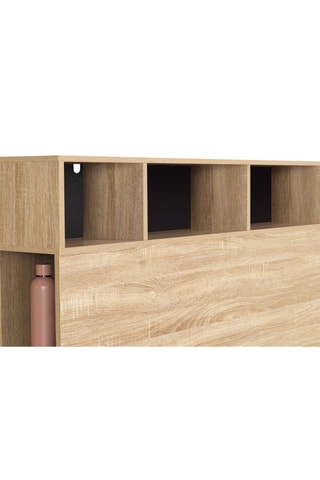 Cabeceira de cama 2 portas Léo - Imitação de madeira e preto