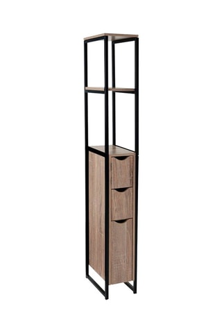 Móvel WC com 1 porta e 2 gavetas - Imitação de madeira e preto